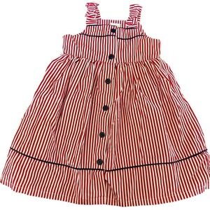 Gymboree Red and White Striped Dress with Navy Trim